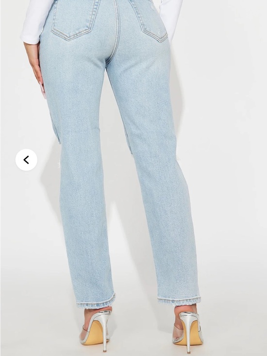 Fashion Nova Light Blue Distressed High-Rise Straight Leg Jeans - Women - Picture 3 of 4